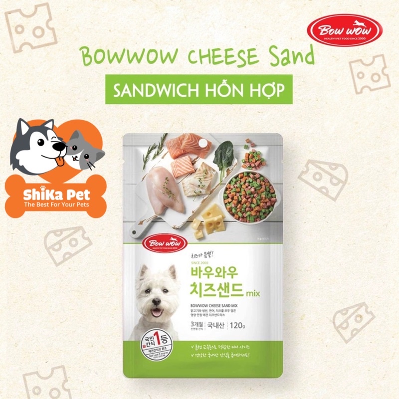 Snack Bowwow Sandwich Hỗn Hợp Dạng Mềm Cho Chó 120g