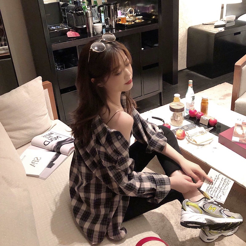 Áo Sơ Mi Kẻ Sọc Ca Rô Phong Cách Hong Kong Cổ Điển Dành Cho Nữ