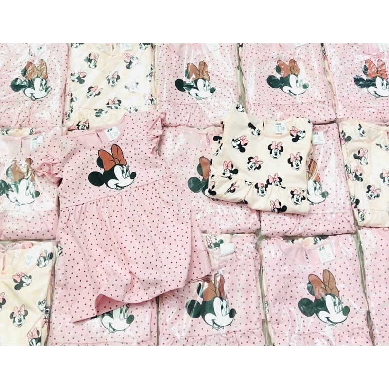 Set 2 váy tay bèo Minnie be hồng 10-21kg