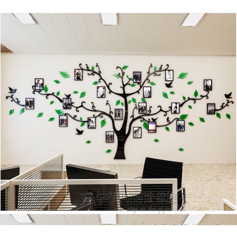 Tranh dán tường mica - cây khung ảnh 2 bên trang trí phòng khách, phòng làm việc, phòng họp, phòng hội nghị