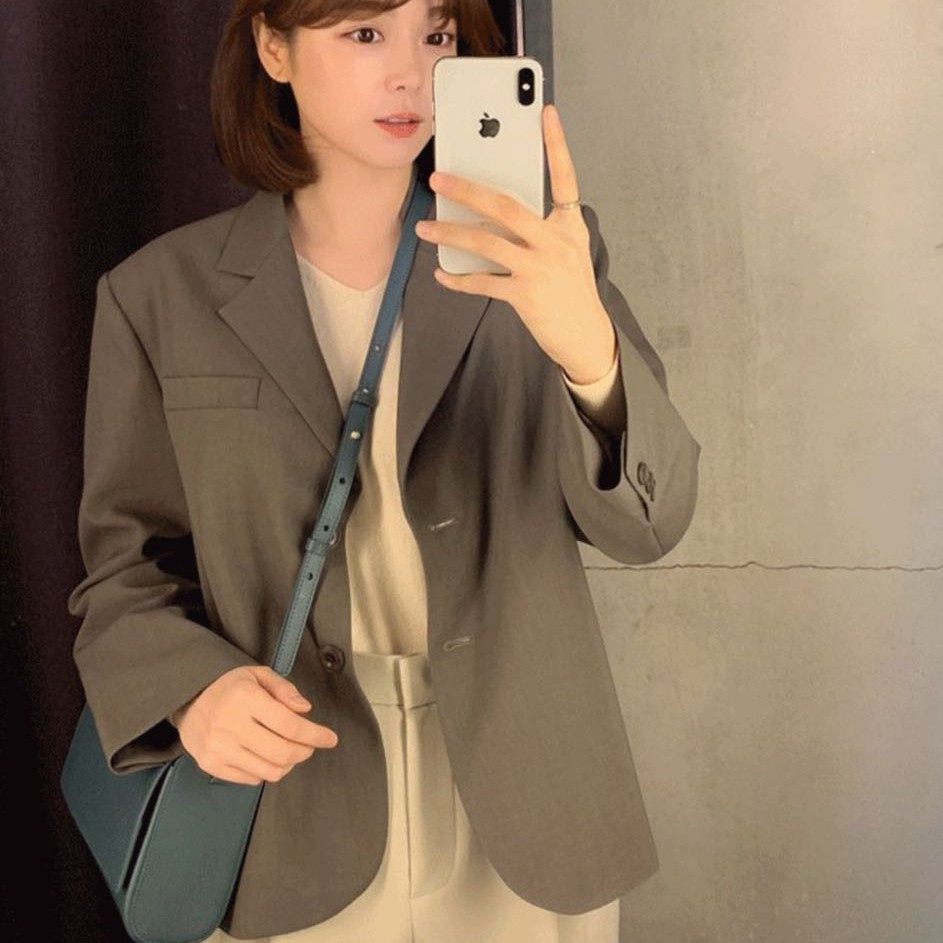 Áo khoác tay dài cổ chữ V xẻ tà phong cách thời trang xinh xắn cho nữ 37229