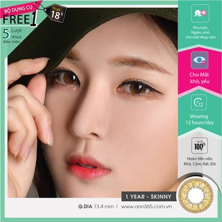 Lens hàn 1 năm màu vàng hổ phách cho mắt khô, yếu - Skinny (0 - 8 độ) | Ann365 lens
