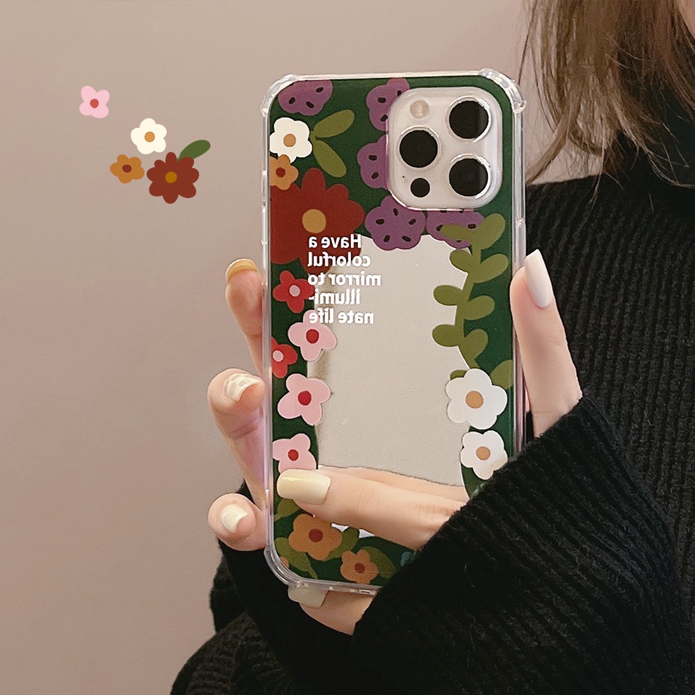 Ốp Điện Thoại Mềm Chống Sốc Có Gương Sang Trọng Cho iPhone 11 12 13 Pro max mini XS max xr 7 8 se2020 plus