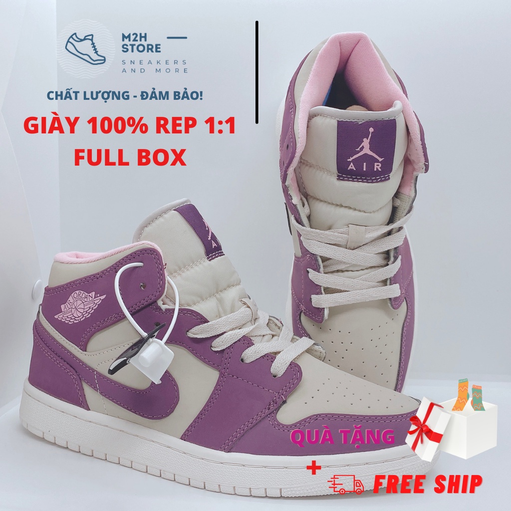 Giày Thể Thao Nam Nữ Sneaker Air Jordan 1 Cổ Cao Tím, Hồng Full Size Hot 2021