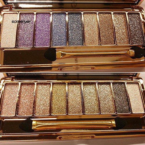 Bảng phấn mắt 9 màu nhũ kim tuyến có cọ trang điểm