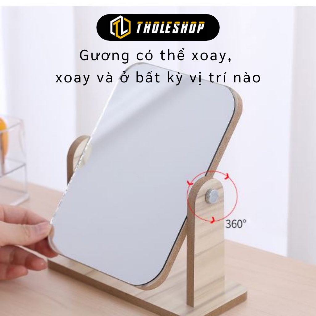 Gương Trang Điểm Để Bàn - Gương Soi Gỗ Để Bàn Có Thể Xoay 360, Trang Trí Phòng 1056