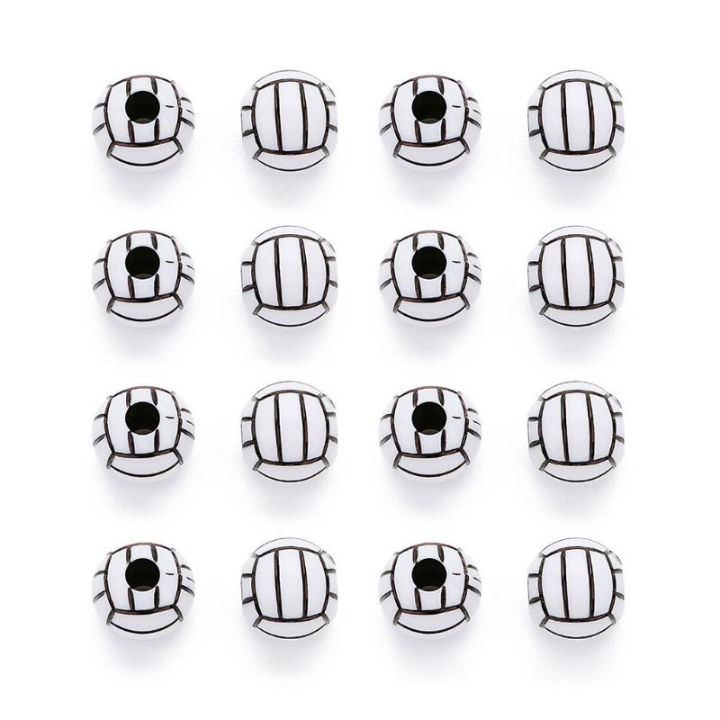 Set 100 Hạt Xỏ Lỗ Hình Quả Bóng Chuyền 12mm Dùng Làm Móc Khóa DIY