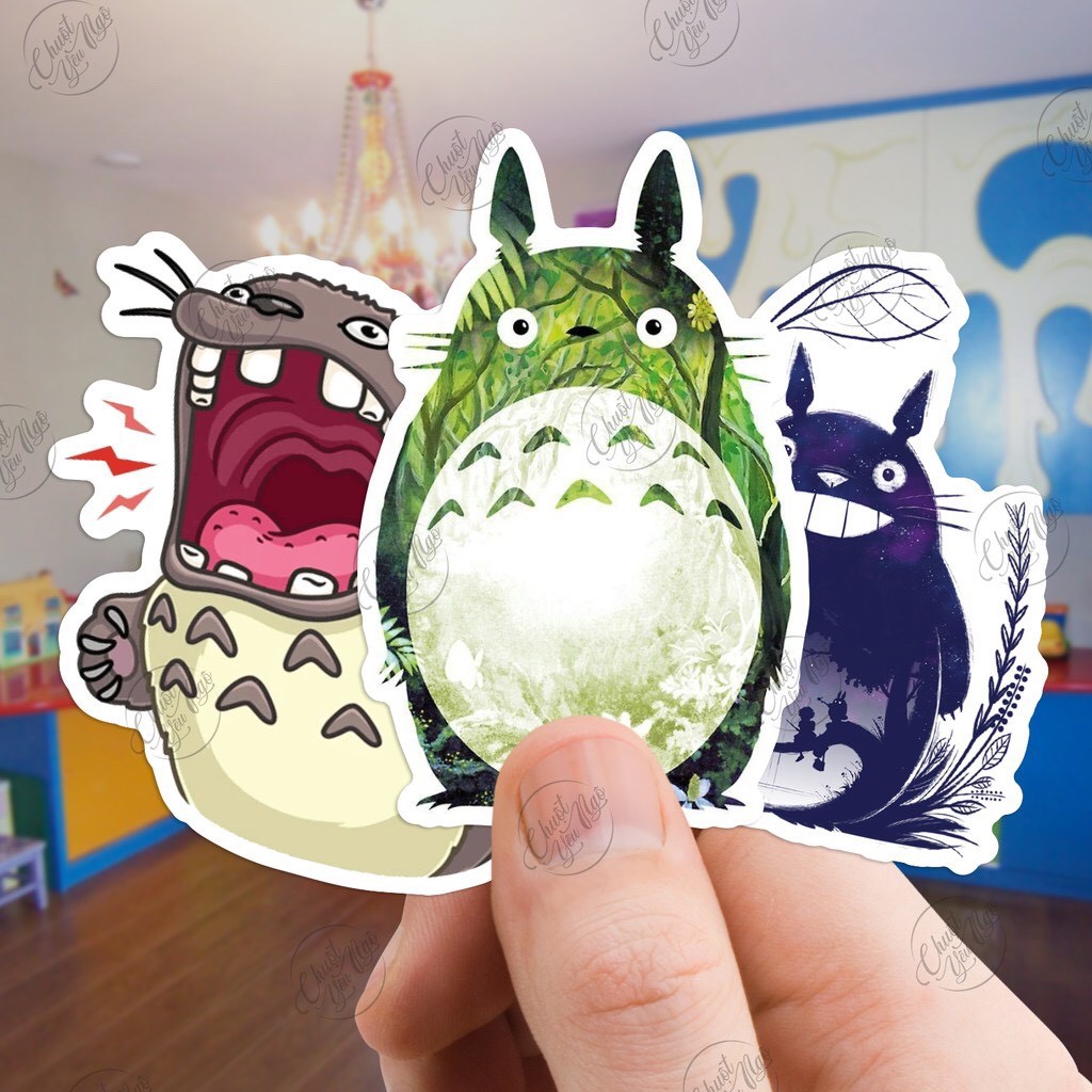 60 mẫu sticker hình dán chủ đề phim hoạt hình Totoro chất liệu decal dán xe đạp, nón bảo hiểm, vali NT 35