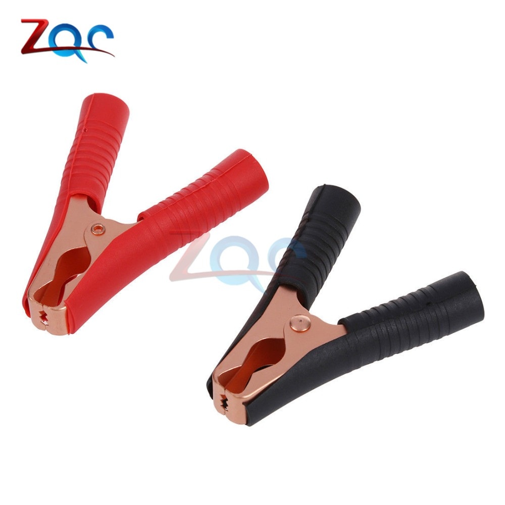 Set 2 kẹp hàm cá sấu 100A màu đỏ + đen 90mm
