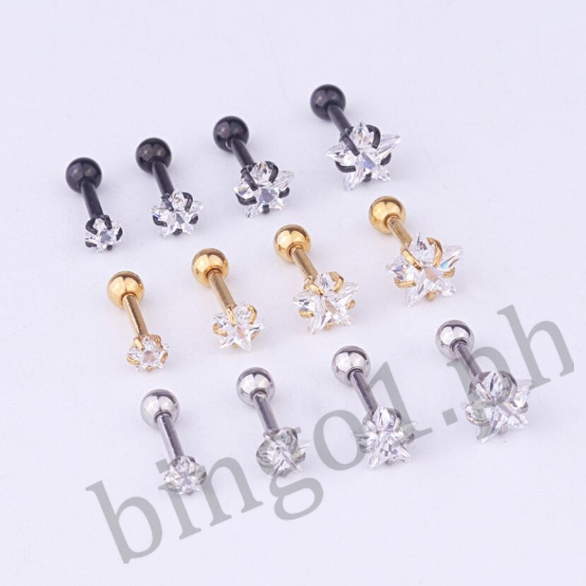 Đôi Bông Tai Hình Ngôi Sao Năm Cánh Bằng Titan Thời Trang