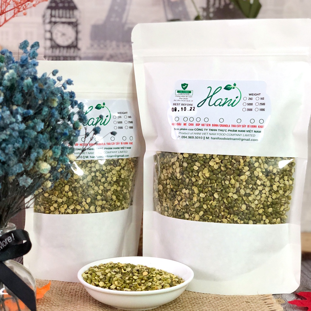 1Kg Đậu Xanh Cà Nửa Hạt Còn Vỏ Sạch Hữu Cơ Chuẩn Loại 1 Daklak   Hani Healthy Foods