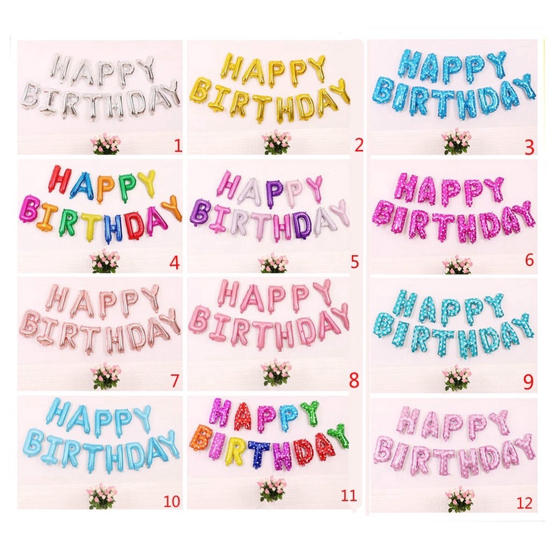 Bong Bóng 16 Inch Chữ Happy Birthday Dùng Trang Trí Tiệc Sinh Nhật