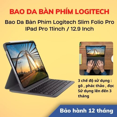 Bao Da Bàn Phím Logitech Slim Folio Pro IPad Pro 11inch / 12.9 Inch | Hàng Chính Hãng | LSB Store
