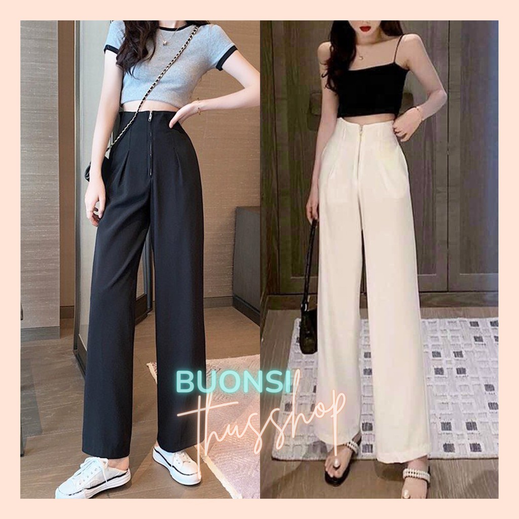 Quần Suông Ống Rộng Nữ Vải Mềm Cạp Lưng Cao Culottes dáng dài hàng đẹp Q2D07