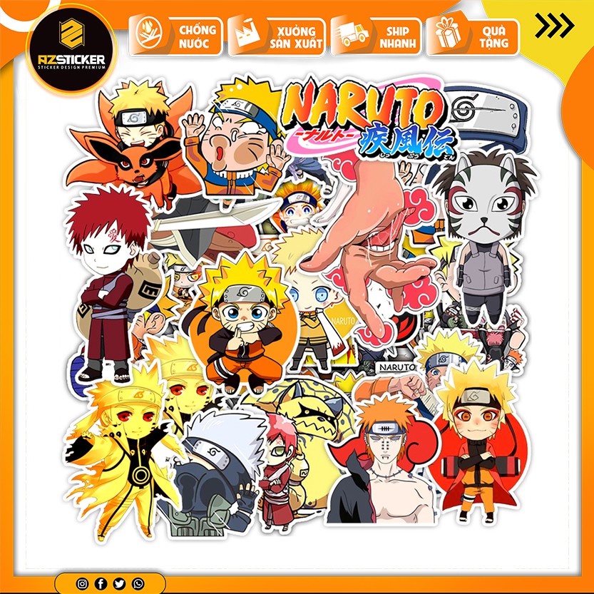 Bộ Sticker Hình Naruto Siêu Đẹp Dán Cho Nón Bảo Hiểm , Vali , Điện Thoại , Laptop , Máy Tính Chống Thấm Nước ,Bay Màu