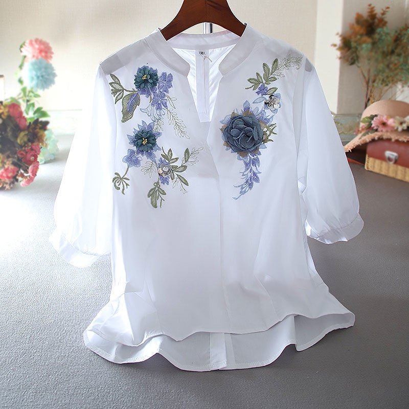 Áo Thun Nữ Plus Size Thêu Hoa Hồng