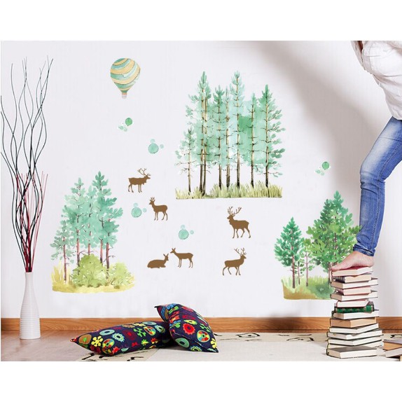 Decal trang trí Khu Rừng Xanh nhạt dân tộc