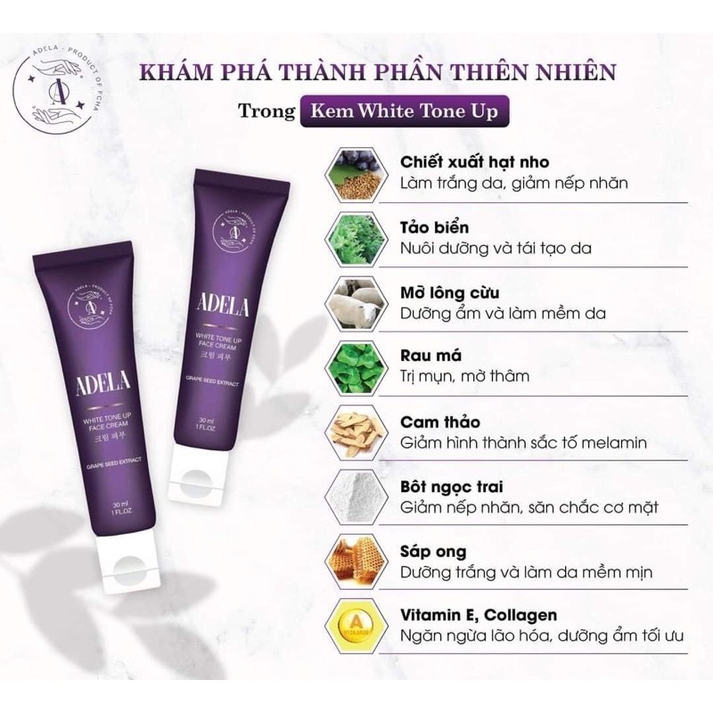 QUÀ TẶNG KHÔNG BÁN - Gói test ADELA WHITE TONE UP FACE CREAM