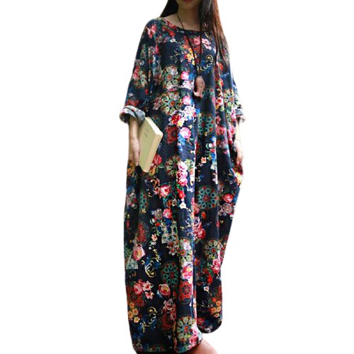 ZANZEA Đầm maxi kiểu rộng họa tiết hoa tinh tế | BigBuy360 - bigbuy360.vn
