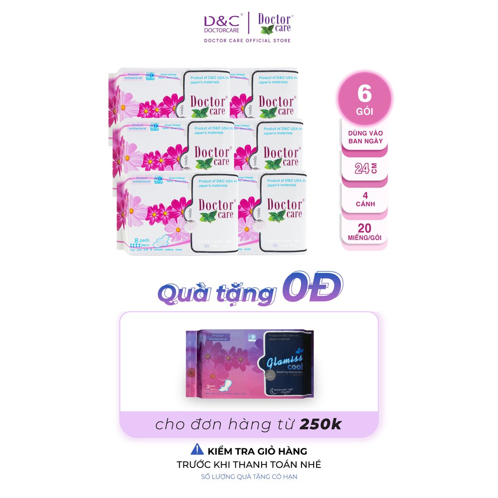 Băng vệ sinh thảo dược Doctor Care ban ngày 24cm Combo 6 gói