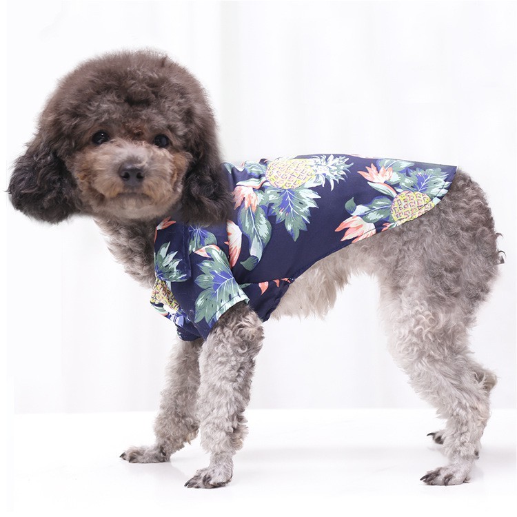 Áo sơ mi đi biển in hình cây dừa/quả dứa dễ thương phong cách Hawaii thời trang mùa hè dành cho cún cưng