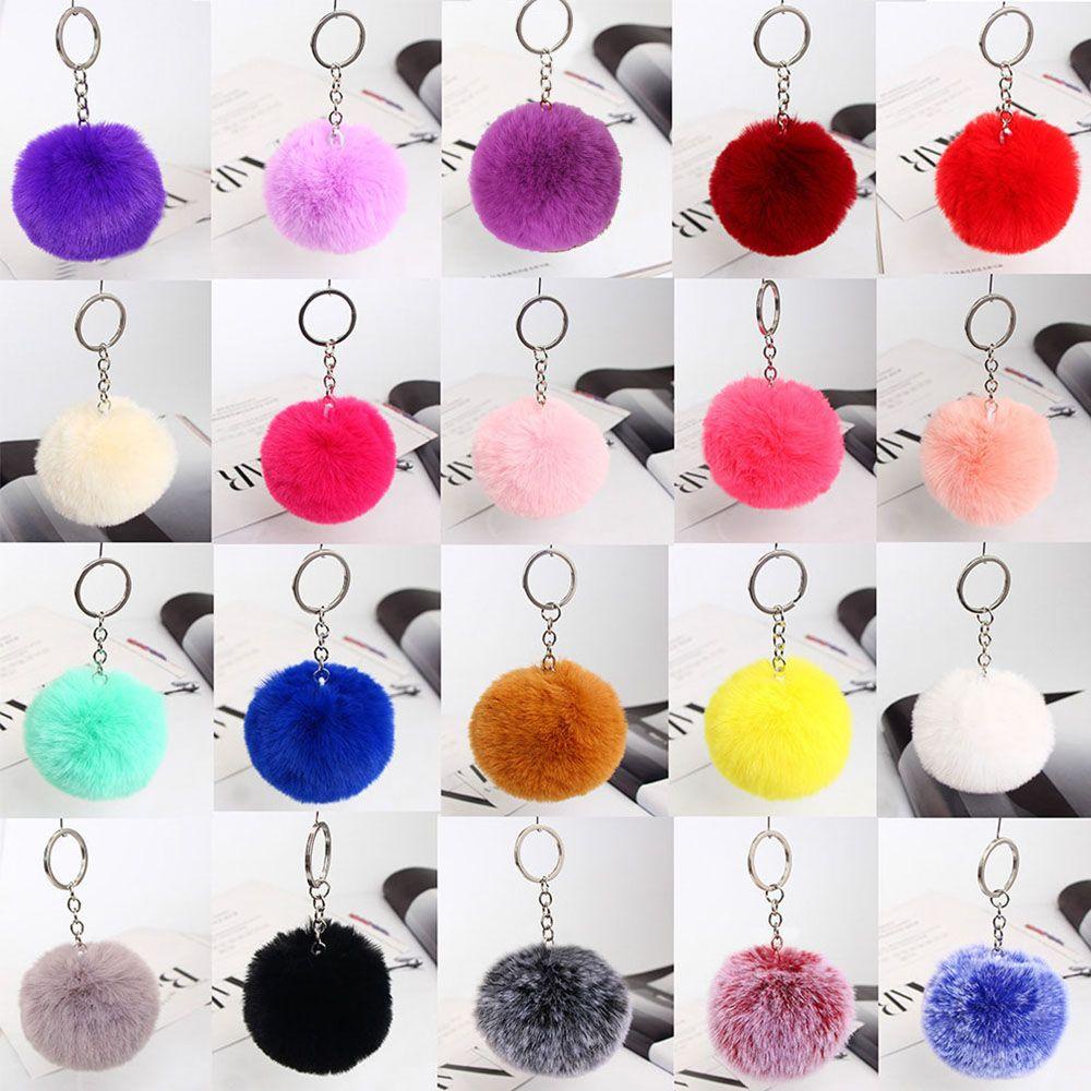 LANFY Móc Khóa Banh Lông Xù Thời Trang