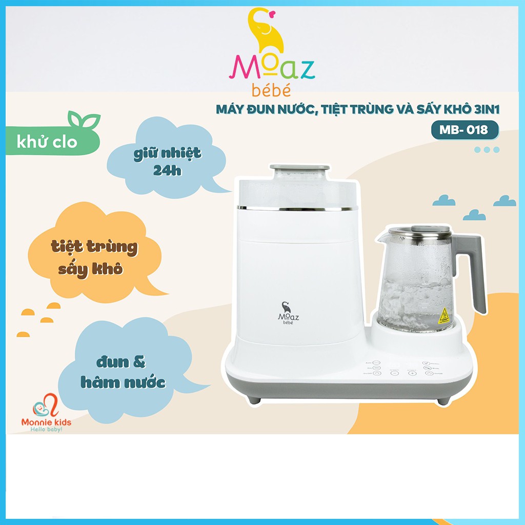 Máy Đun Nước, Tiệt Trùng Và Sấy Khô 3IN1 MOAZ BEBE MB-18