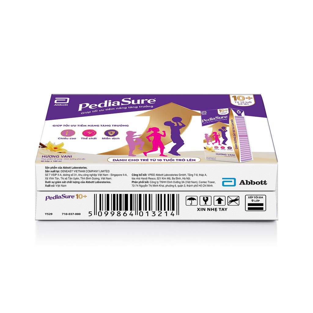 Thùng sữa nước Abbott Pediasure 10+ hương vani (48 hộp / 180ml)