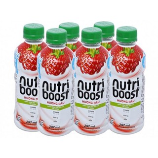 Lốc 6 chai sữa trái cây Nutriboost vị dâu 297ml