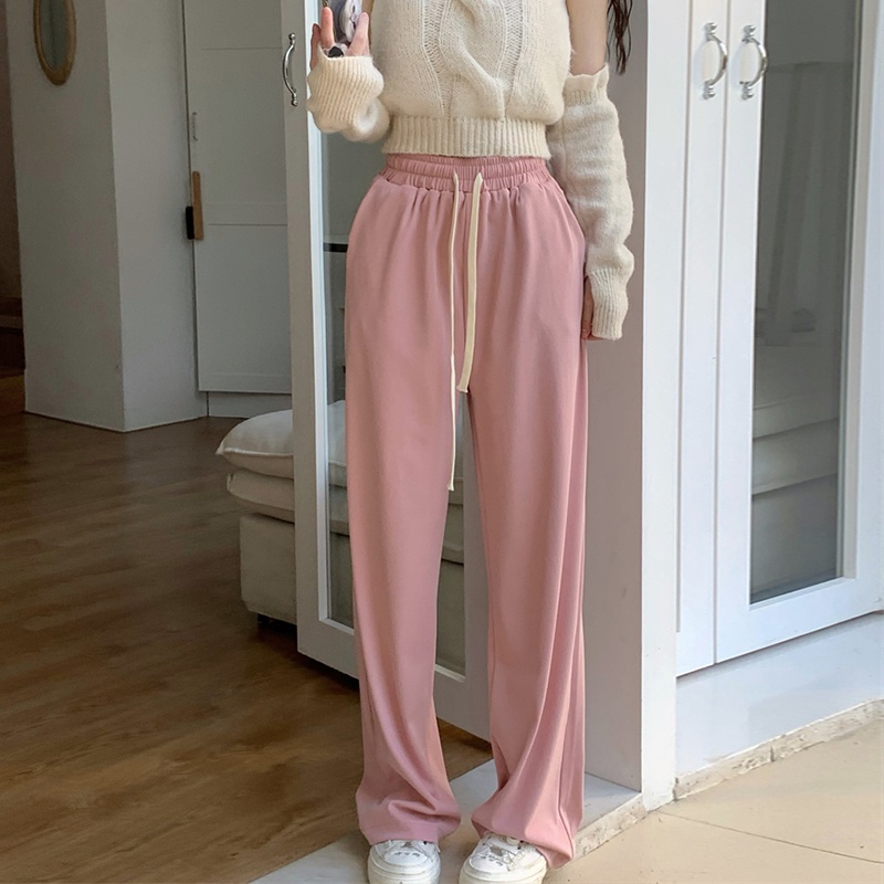 Quần ống rộng Lưng Cao Phối Dây Rút Phong Cách Hàn Quốc 3 Màu Sắc Lựa Chọn Dành Cho Nữ