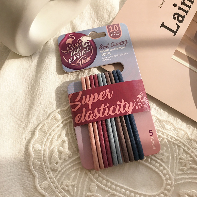 Bộ 10 Dây Buộc Tóc Nhiều Màu Sắc Đơn Giản Thời Trang
