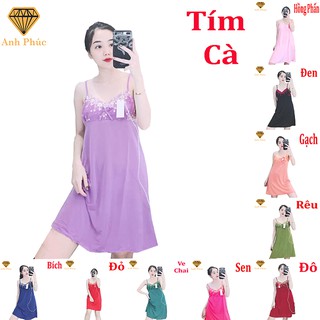 Đầm ngủ 2 dây chất thun lạnh anh phúc + đầm 2 dây