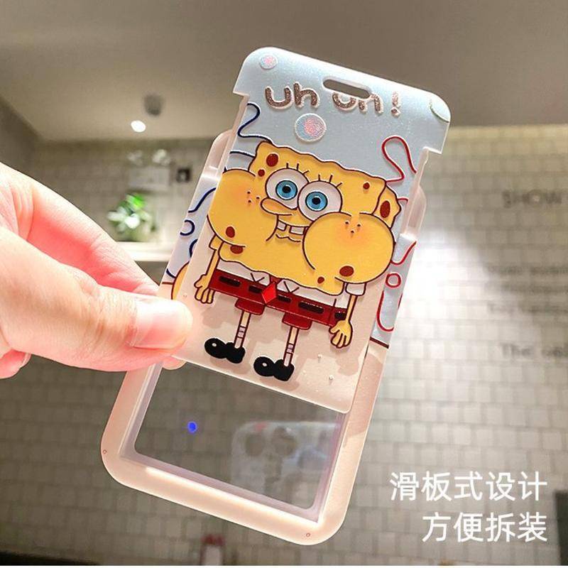 ⭐ iLado ⭐ Thẻ dây đeo thẻ sinh dễ thương SpongeBob búp bê bọc căn cước thẻ hoc thẻ đi làm viên Vỏ bảo vệ bao đựng thẻ học sinh phù hiệu học sinh dây đeo bảng tên dây đeo bảng tên đồ dùng học sinh