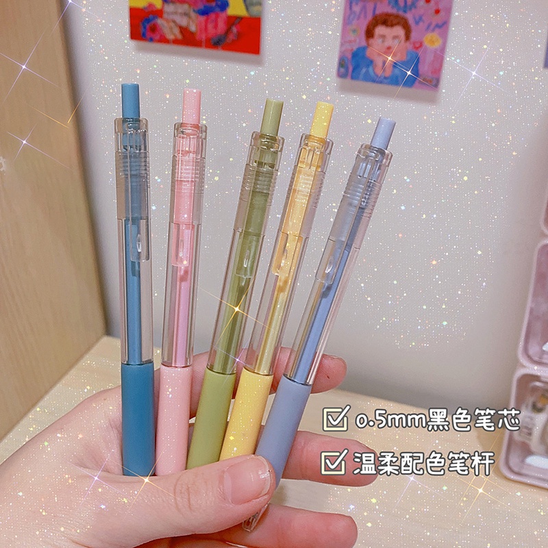 Bút Mực gel Ngòi 0.5mm Màu Đen Macaron Cho Học Sinh