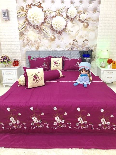 (giá sốc) Trọn bô chăn ga gối satin 7 món