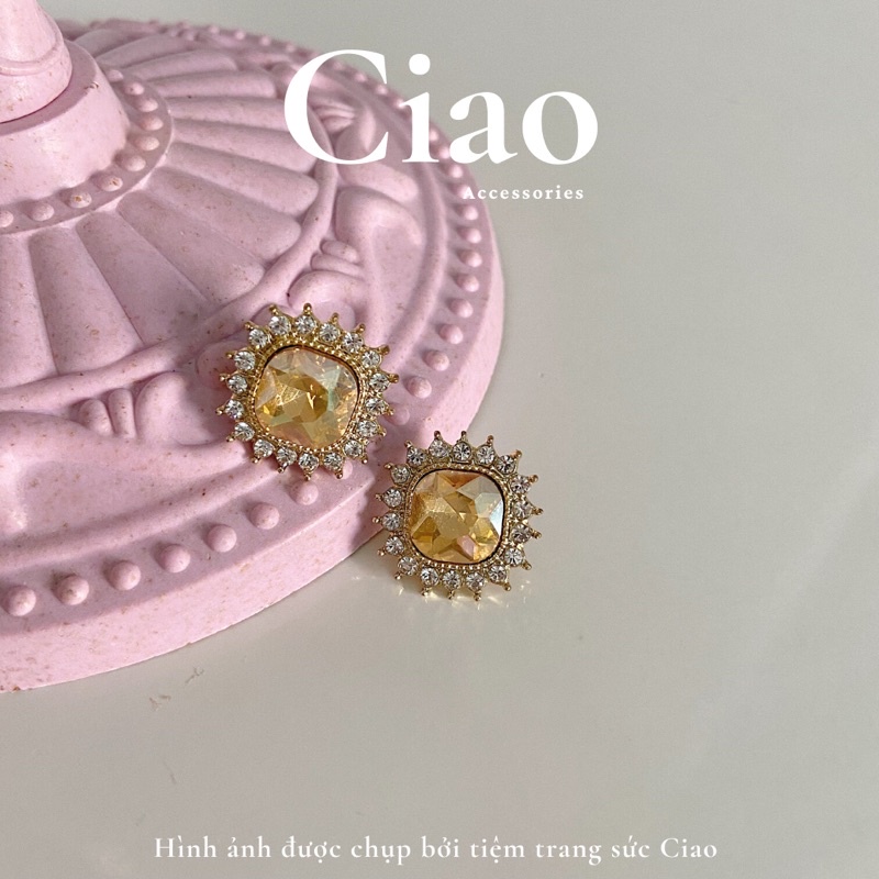 [HOẢ TỐC 1H] Khuyên tai/ Bông tai mạ bạc S925 thiết kế hình vương miện The Crown Ciao