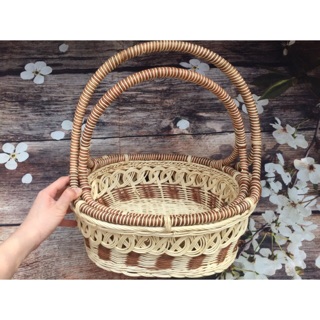 Giỏ mây trắng, làn mây trắng, lẵng mây đựng quà hoa quả bánh kẹo