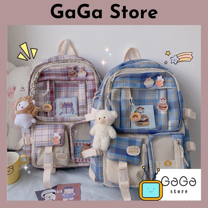 [Mã 252FASHIONSALE giảm 12% đơn 99K] Cặp đi học nữ ulzzang hàn quốc, balo caro trong suốt cho học sinh cấp 2, cấp 3.