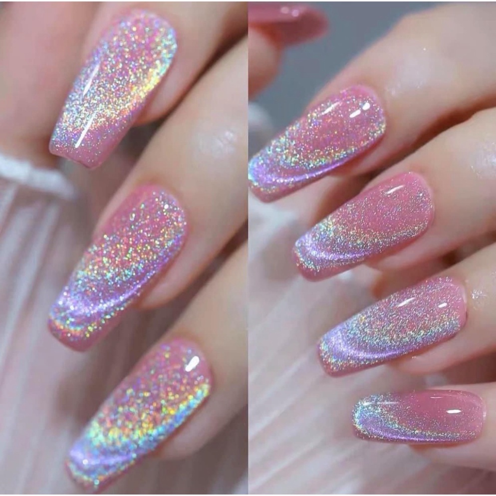 Sơn móng tay gel mắt mèo kim cương cầu vồng, tạo hiệu ứng đẹp mắt trang trí móng làm nail