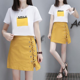 Sét bộ big size quảng châu áo thun và chân váy đan dây D61
