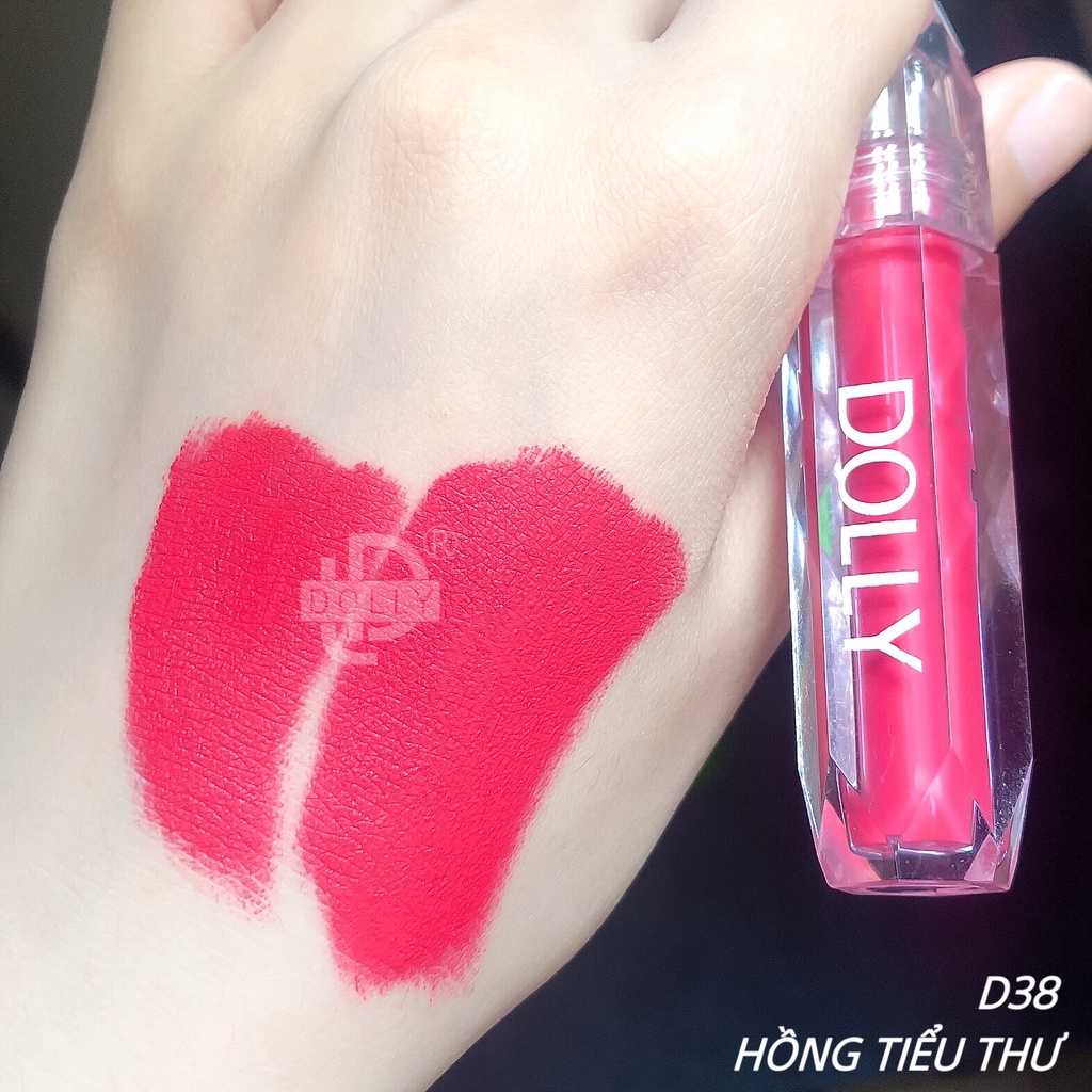 Son dolly diamond D38 - HỒNG TIỂU THƯ, son kem lì không trôi giá rẻ tặng 1 dưỡng môi khi mua 3 cây
