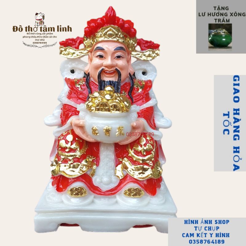 Ông Thần Tiền-Thần Phát chất liệu bột đá màu đỏ,có nhiều kích thước