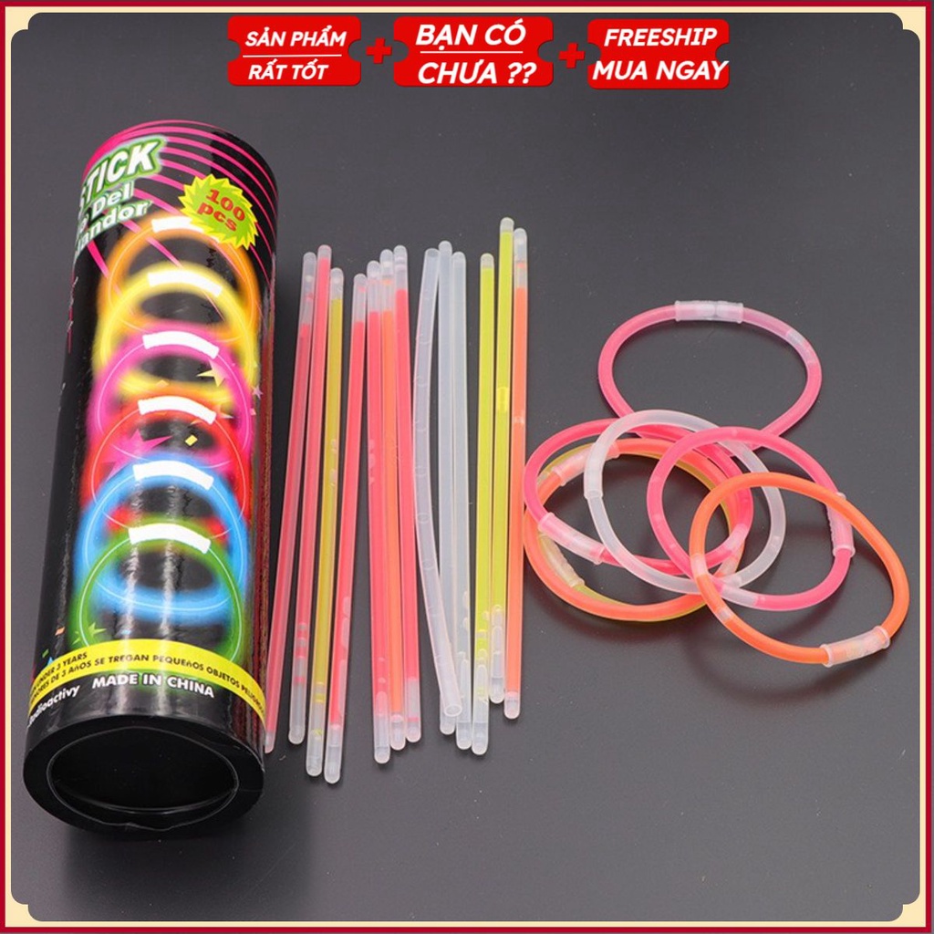 [Hộp 100 que phát sáng] Que phát sáng Lightstick - vòng tay dạ quang dạ hội hàng cao cấp T2