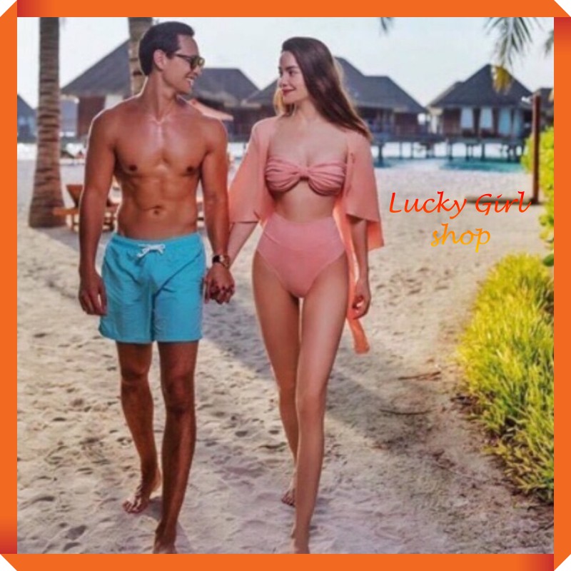 Bikini Hồ Ngọc Hà 3 Mảnh Áo Cúp Ngực Quần Cạp Cao Che Bụng Thun Lycra Loại I - Free Size - Lucky Girl shop