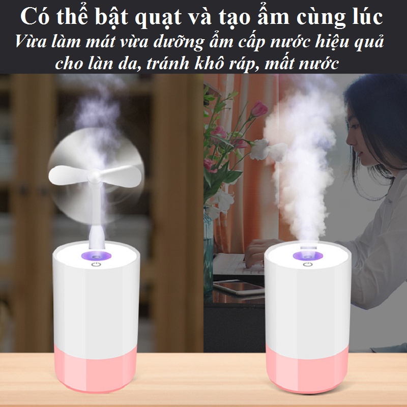 Máy phun sương tinh dầu tạo ẩm không khí và làm thơm phòng 3 trong 1 kèm quạt mini và đèn ngủ khohanggiare VN