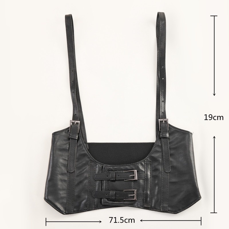 [ CÓ SẴN/ FULL SIZE] Áo CORSET có dây đeo vai, nịt bụng da màu đen thời trang dành cho nữ