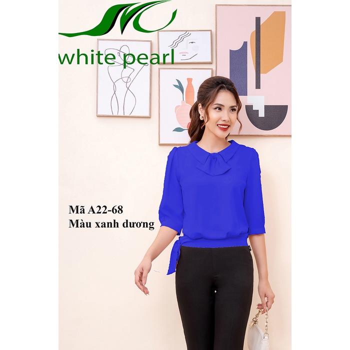 Áo sơ mi nữ công sở tay lỡ bo gấu cổ sam thời trang công sở nữ White Pearl