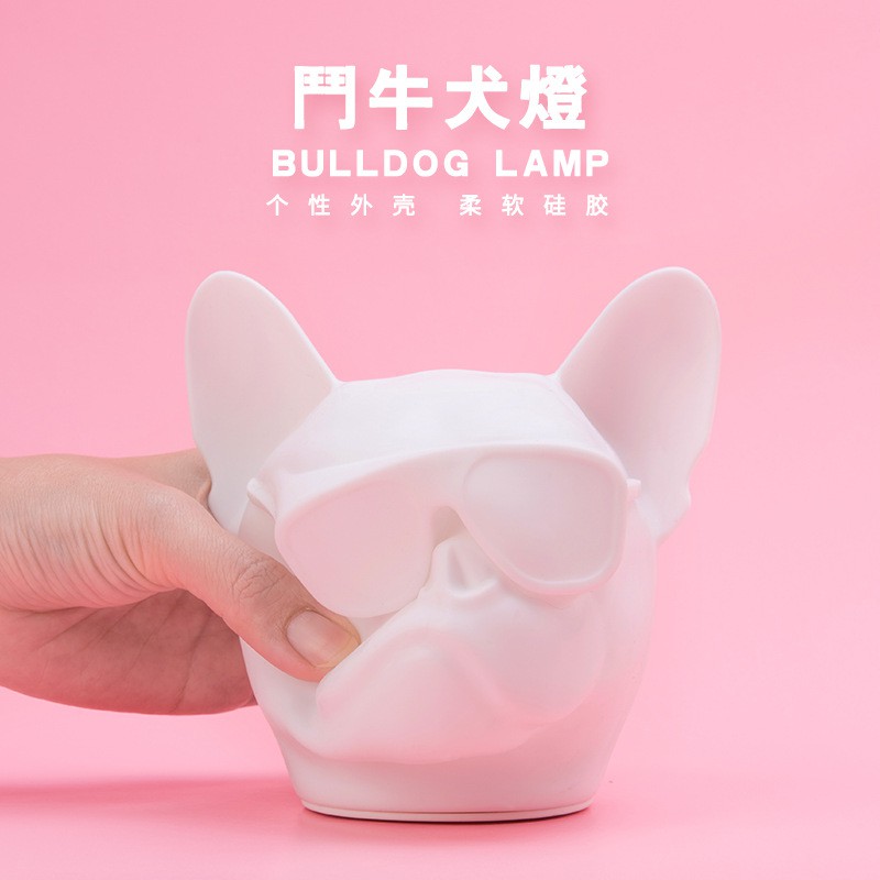 Quà tặng ngày Valentine Quà tặng sinh nhật Quà tặng Ánh sáng Bulldog Silicone Pat Night Light Hoạt hình sạc Đèn bàn LED