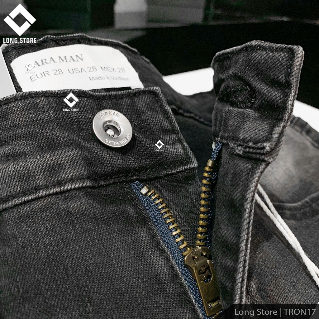 Quần jean nam đen xám chất bò co giãn cao cấp ống đứng dáng ôm skinny đẹp có big size LONGSTORE Tron17 | BigBuy360 - bigbuy360.vn