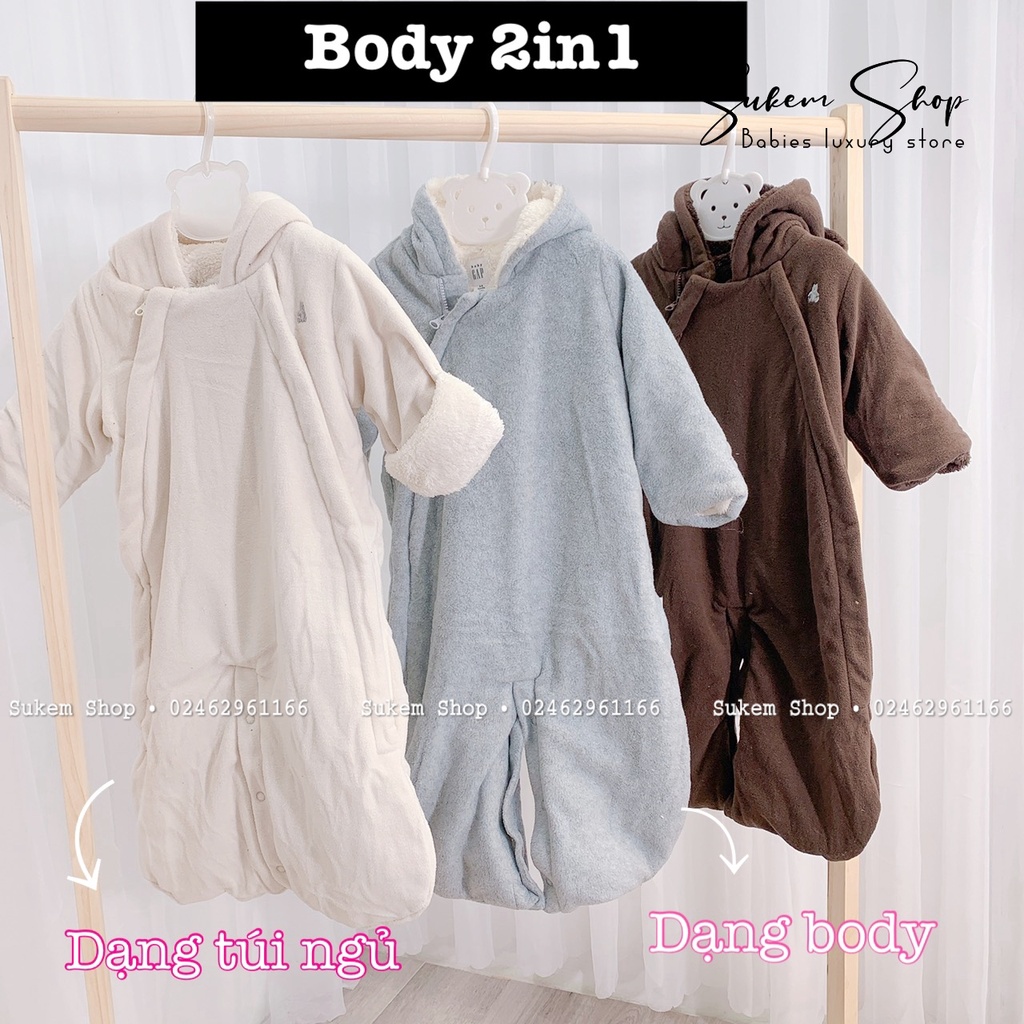 Body Túi Ngủ 2in1 G.A.P 2021 Có Kéo Khóa Sườn Và Cúc Bấm Đũng